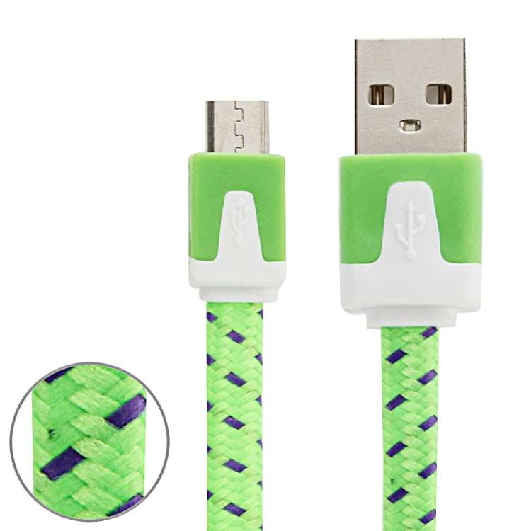 2m Woven Style Micro USB to USB Data / Charging Cable(Green)