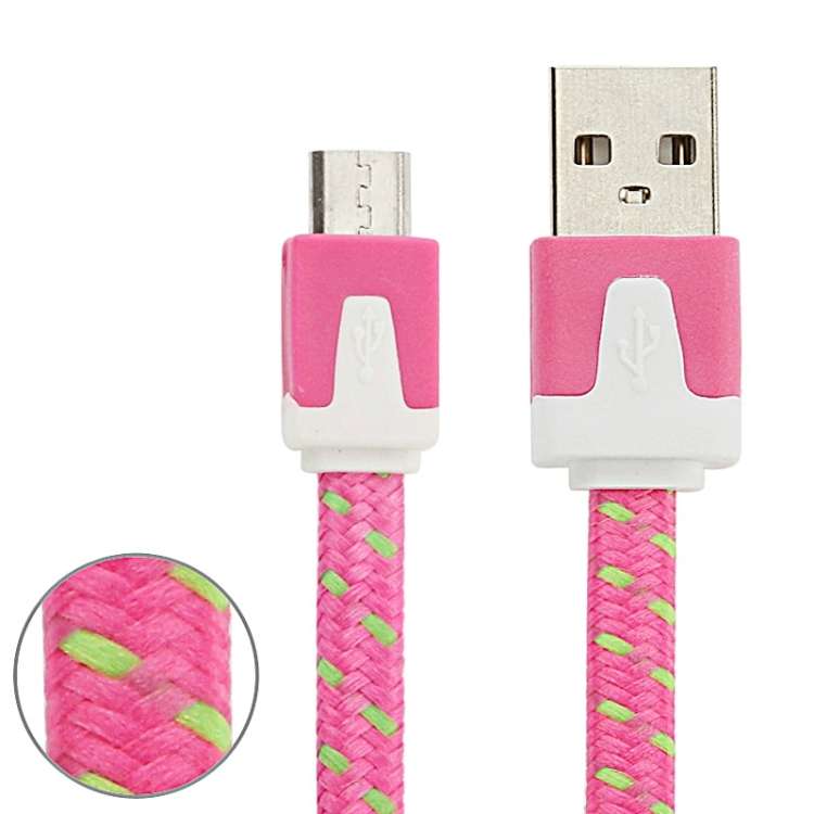 2m Woven Style Micro USB to USB Data / Charging Cable(Magenta)