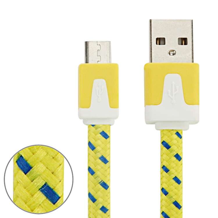 2m Woven Style Micro USB to USB Data / Charging Cable(Yellow)