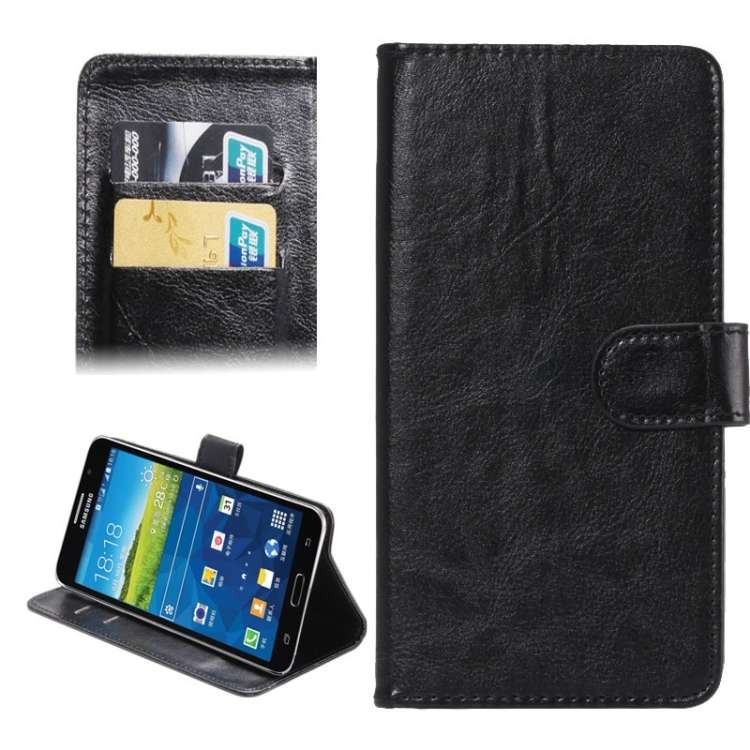 5.5-6.3 Inch Universal Crazy Horse Texture 360 Degree Rotating Carry Case with Holder ... (Black)