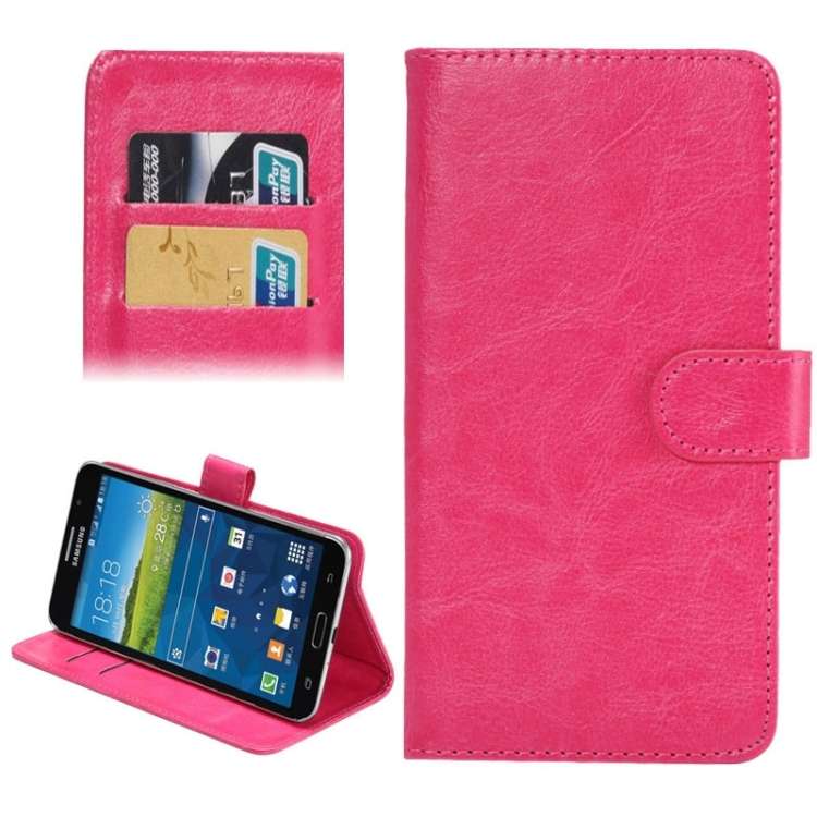 5.5-6.3 Inch Universal Crazy Horse Texture 360 Degree Rotating Carry Case with Holde ... (Magenta)