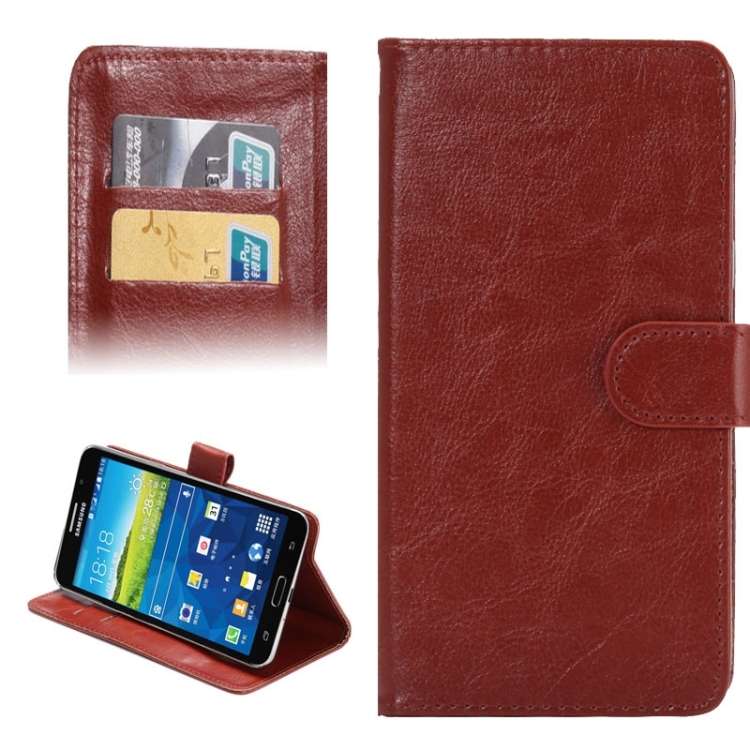 5.5-6.3 Inch Universal Crazy Horse Texture 360 Degree Rotating Carry Case with Holder ... (Brown)