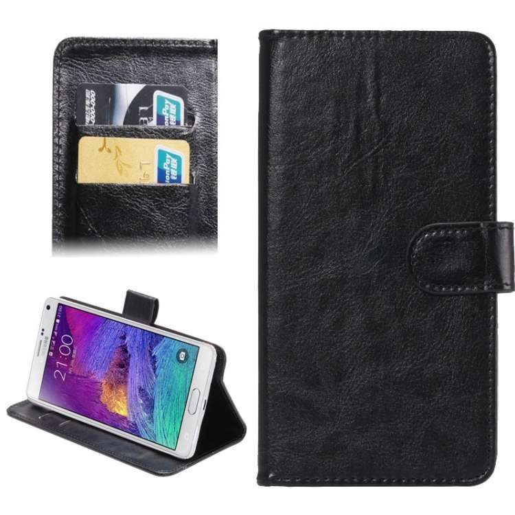 5.3-5.5 Inch Universal Crazy Horse Texture 360 Degree Rotating Carry Case with Holder ... (Black)