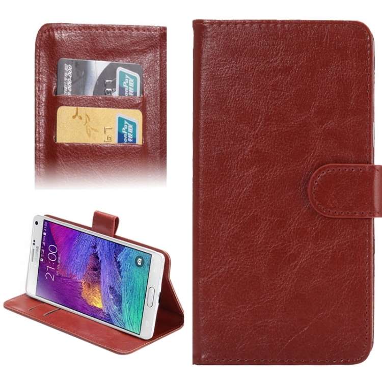 5.3-5.5 Inch Universal Crazy Horse Texture 360 Degree Rotating Carry Case with Holder ... (Brown)