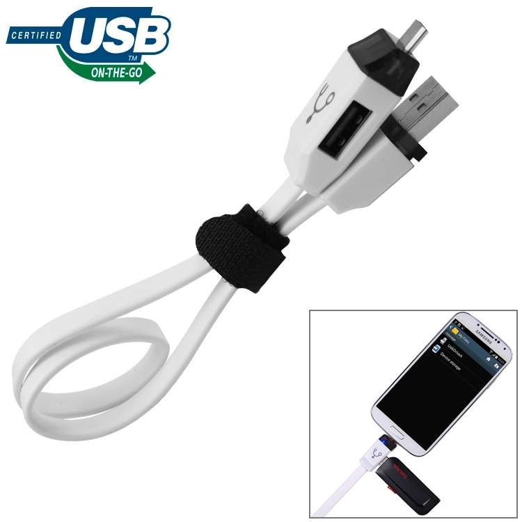 OTG-Y-01 USB 2.0 Male to Micro USB Male + USB Female OTG Charging Data Cable for Andro ... (White)