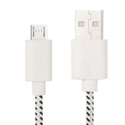 Nylon Netting Style Micro 5 Pin USB Data Transfer / Charge Cable, Length: 3m(White)
