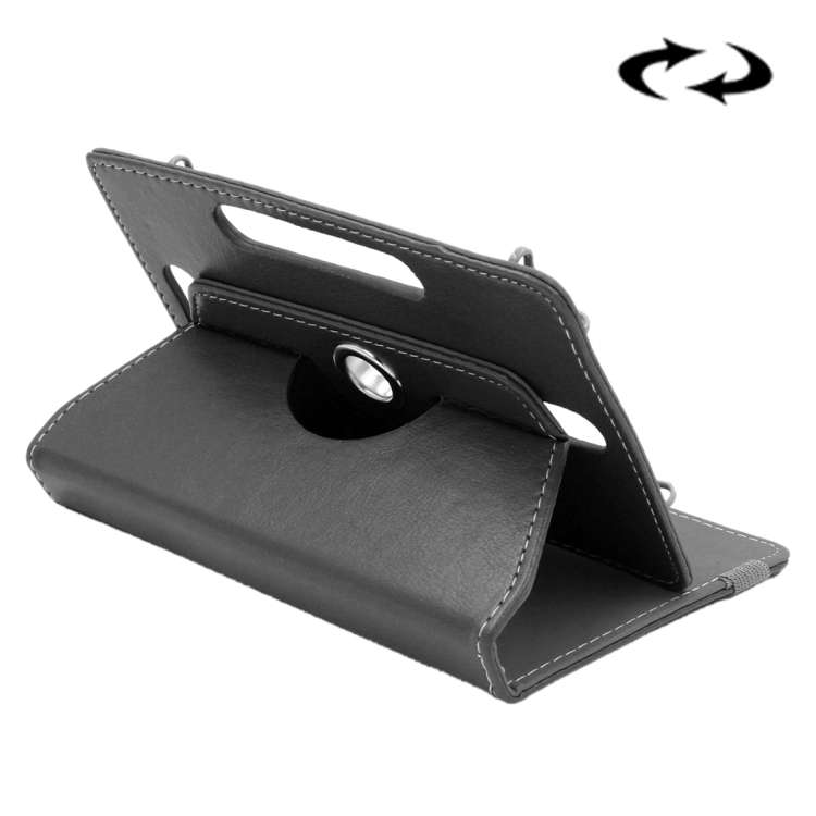 ENKAY 9 inch Tablets Leather Case Crazy Horse Texture 360 Degrees Rotation Protective ... (Black)