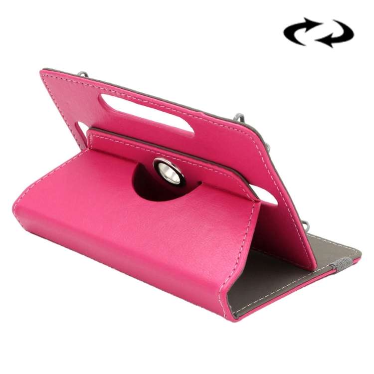 ENKAY 9 inch Tablets Leather Case Crazy Horse Texture 360 Degrees Rotation Protectiv ... (Magenta)