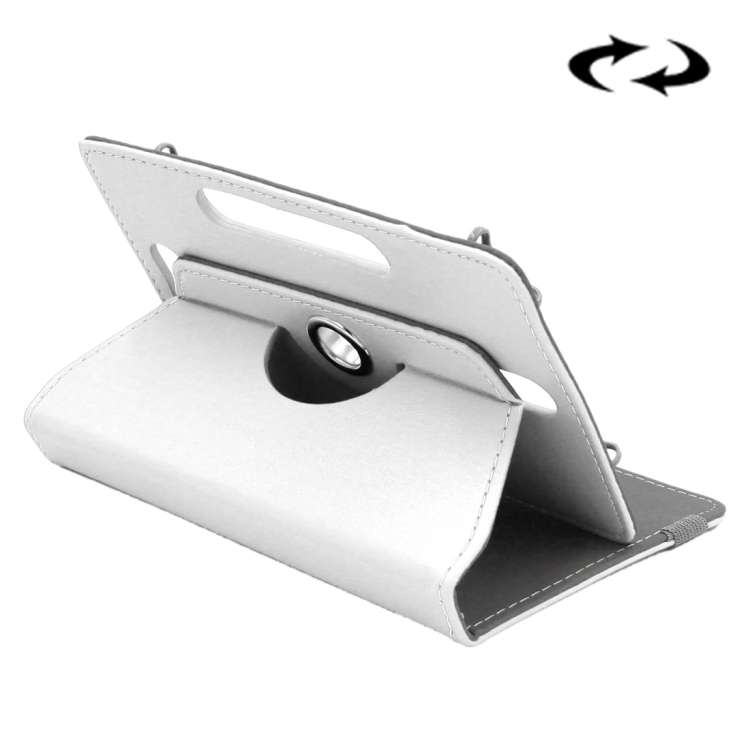 ENKAY 9 inch Tablets Leather Case Crazy Horse Texture 360 Degrees Rotation Protective ... (White)