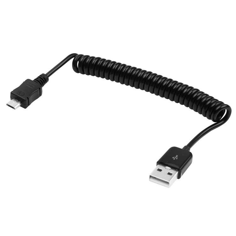 Micro USB Data / Charger Retractable Coiled Cable, Coiled Cable Stretches to 90cm