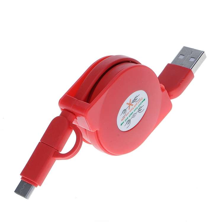 1m 2A Two in One Retractable Micro USB to Type-C Data Sync Charging Cable