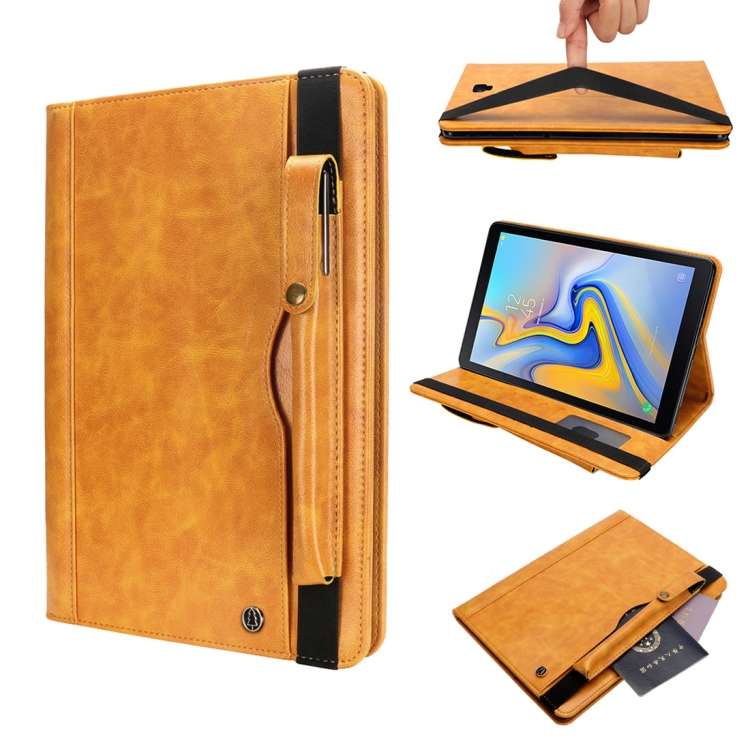 Horizontal Flip Leather Case for Galaxy Tab A T590 10.5 inch, with Double Card Slots ... (Yellow)