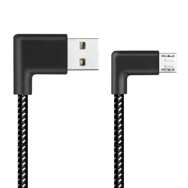 2m 2A USB to Micro USB Weave Style Double Elbow Data Sync Charging Cable