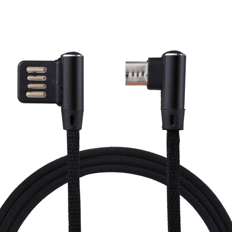 1m 2.4A Output USB to Micro USB Double Elbow Design Nylon Weave Style Data Sync Charging Cable