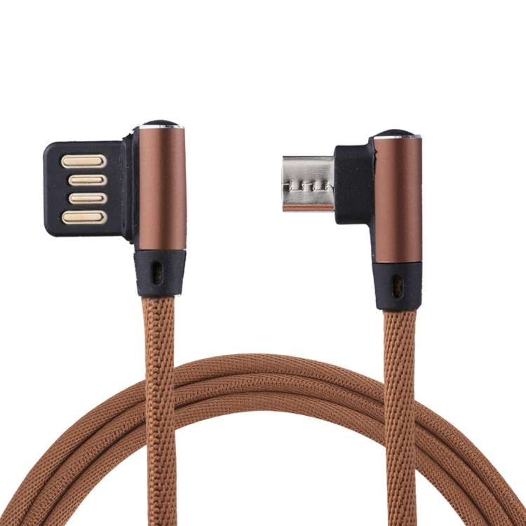 1m 2.4A Output USB to Micro USB Double Elbow Design Nylon Weave Style Data Sync Charging Cable