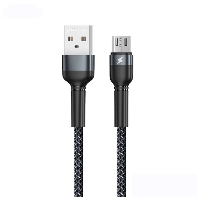 REMAX RC-124m 1m 2.4A USB to Micro USB Aluminum Alloy Braid Fast Charging Data Cable(Black)