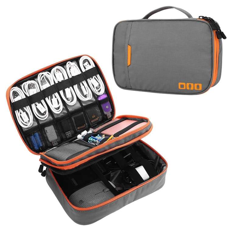 Multi-functional Headphone Charger Data Cable Storage Bag Portable Power Pack, Size: L ... (Grey)