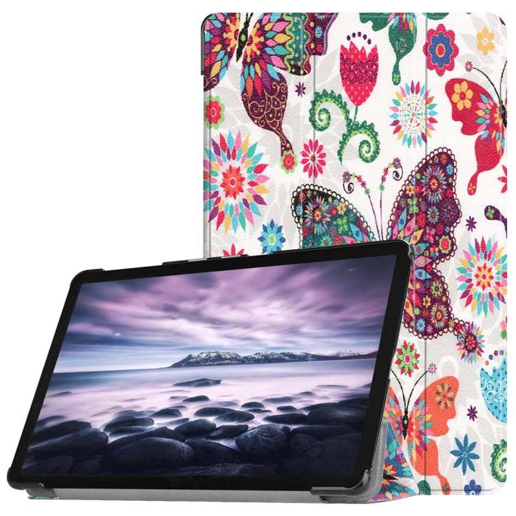 Colorful Butterflies Pattern Horizontal Flip PU Leather Case for Galaxy Tab A 10.5 / T595 & T590,