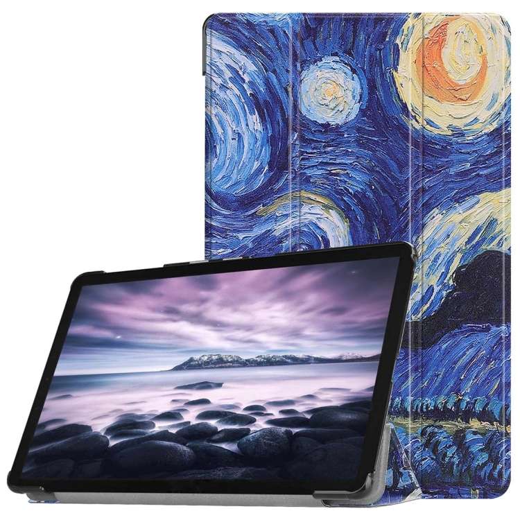Starry Sky Pattern Horizontal Flip PU Leather Case for Galaxy Tab A 10.5 / T595 & T590, with Three