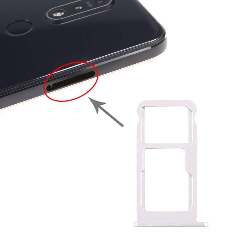 SIM Card Tray + SIM Card Tray / Micro SD Card Tray for Nokia 7.1 / TA-1100 TA-1096 TA ... (Silver)