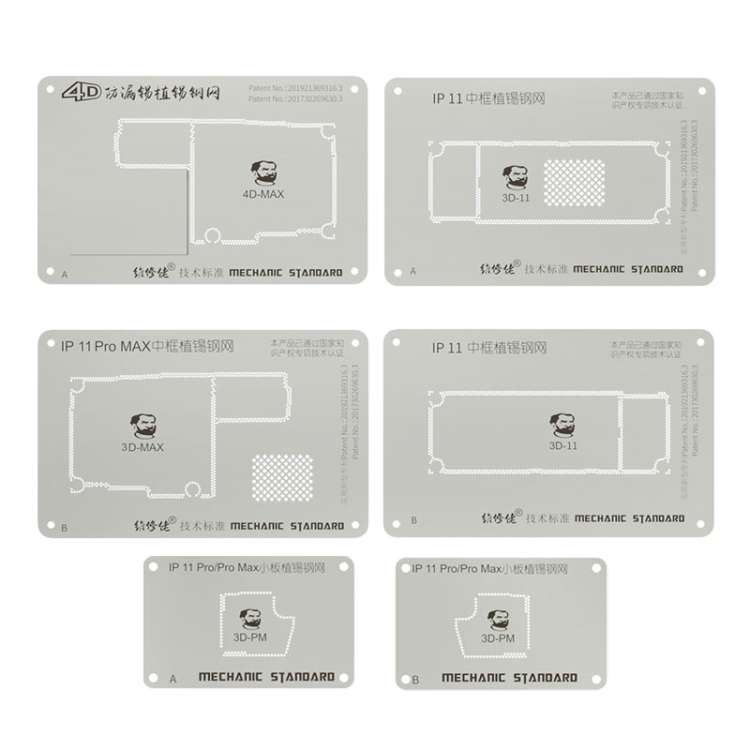 MECHANIC BGA Reballing Stencil 4D Grooved Steel Stencil with Leakproof for iPhone 11 Pro / 11 Pro