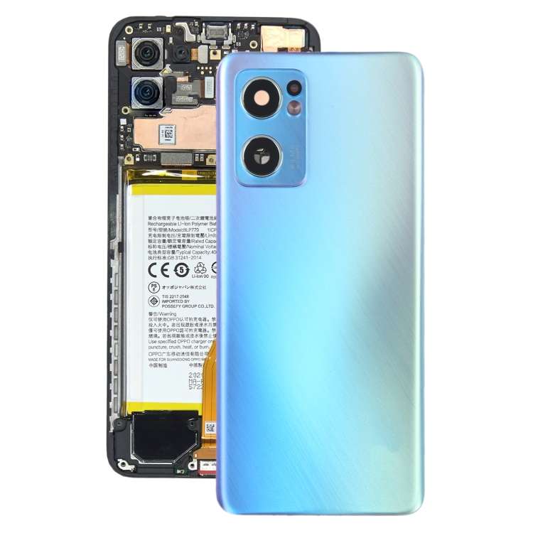 For OPPO Reno7 5G Original Battery Back Cover with Camera Lens Frame(Blue)