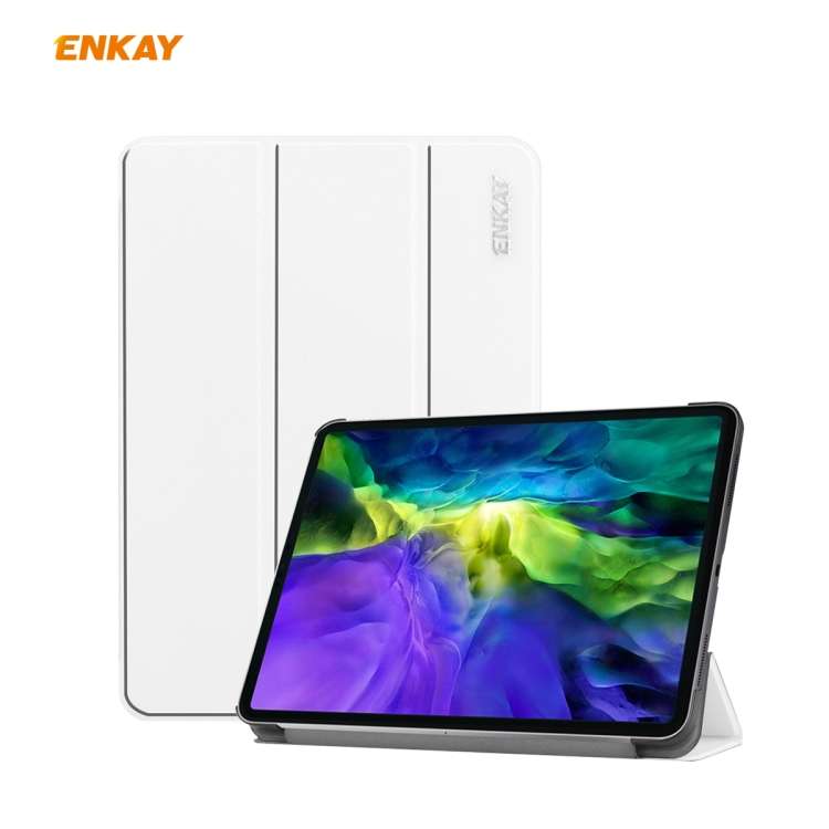 For iPad Pro 11 2022 / 2020 / 2021 ENKAY ENK-8001 Denim Pattern Horizontal Flip Leathe ... (White)