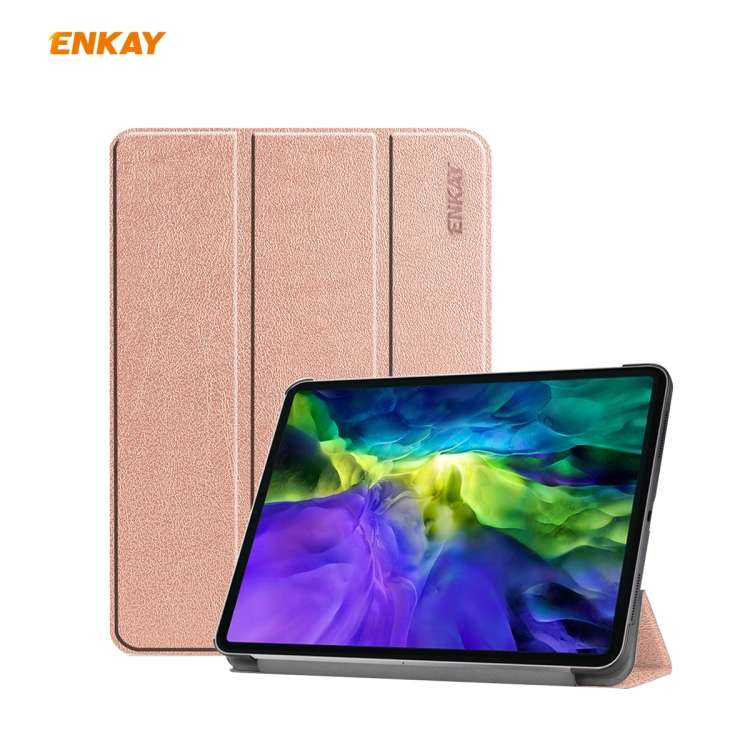 For iPad Pro 11 2022 / 2020 / 2021 ENKAY ENK-8001 Denim Pattern Horizontal Flip Leather ... (Pink)