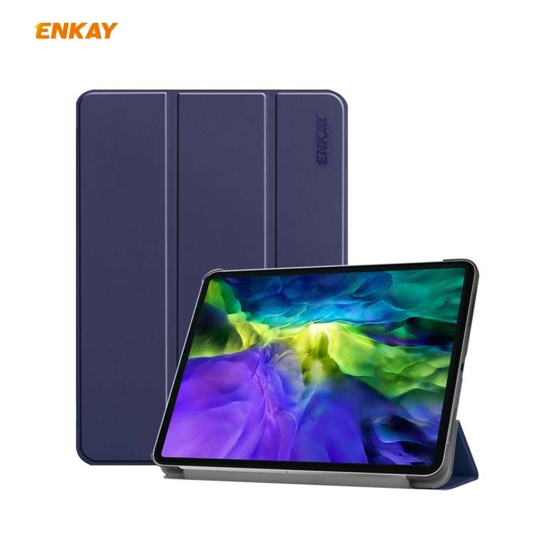 For iPad Pro 11 2022 / 2020 / 2021 ENKAY ENK-8001 Denim Pattern Horizontal Flip Le ... (Dark Blue)