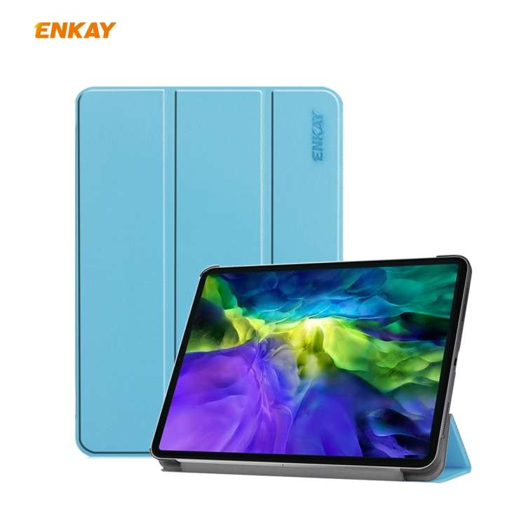 For iPad Pro 11 2022 / 2020 / 2021 ENKAY ENK-8001 Denim Pattern Horizontal Flip L ... (Light Blue)