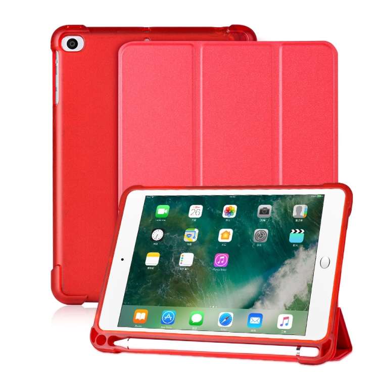 For iPad mini 5 / mini 4 / mini 3 / mini 2 / mini 3-folding Litchi Texture Horizontal Fl ... (Red)