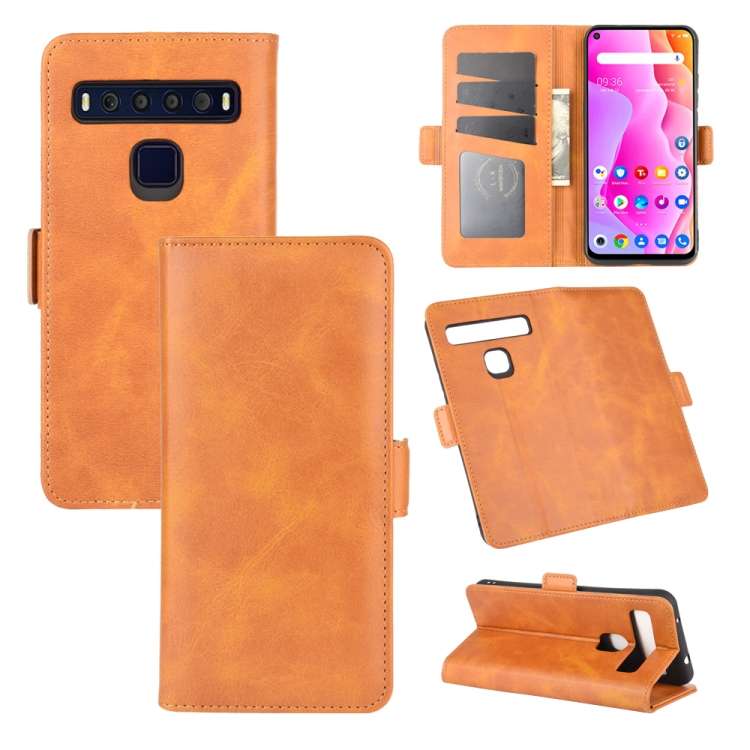 For TCL 10L Dual-side Magnetic Buckle Horizontal Flip Leather Case with Holder & Card ... (Yellow)