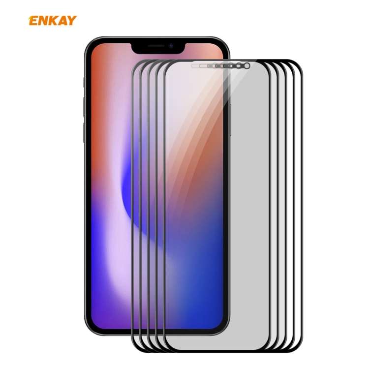 For iPhone 12 Pro Max 5pcs ENKAY Hat-Prince 0.26mm 9H 6D Privacy Anti-spy Full Screen Tempered Gla