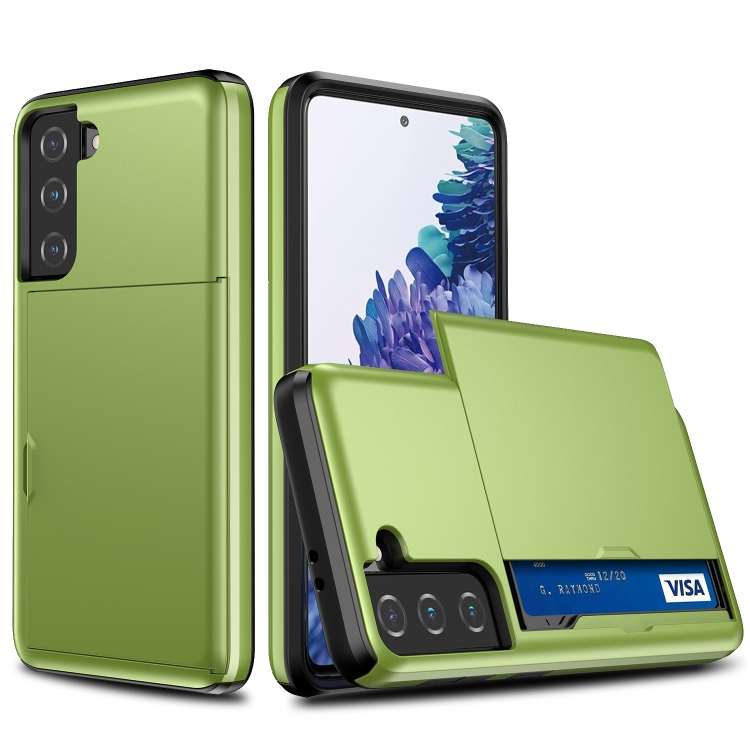 For Samsung Galaxy S21 5G Shockproof Armor Protective Case with Card Slot(Green)