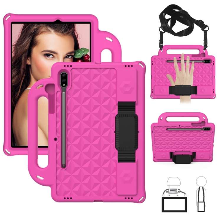 For Galaxy Tab S8 / Galaxy Tab S7 T870/T875 Diamond Series EVA Anti-Fall Shockproof ... (Rose Red)