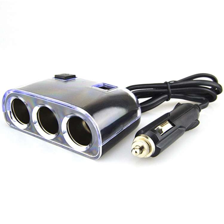 Car Cigarette Lighter Splitter Adapter 3 Socket Cigarette Lighter Splitter Dual USB Car Charger On