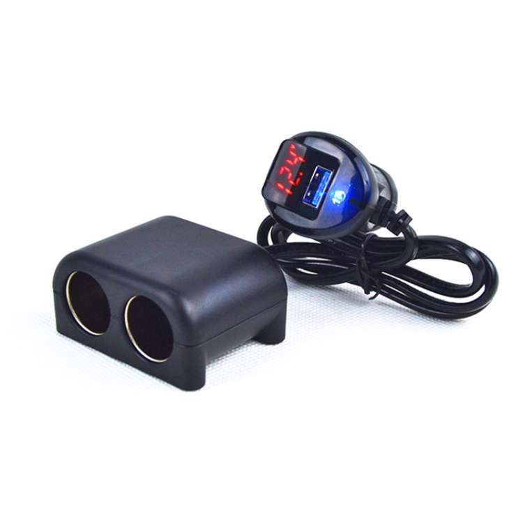 Cigarette Lighter Adapter 2 Socket Cigarette Lighter Splitter with LED Voltage Display USB Car Cha
