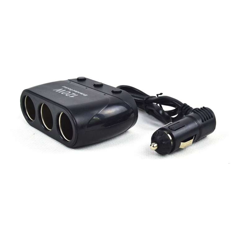Cigarette Lighter Adapter Splitter 3 Sockets Cigarette Lighter Splitter 12V/24V Power ... (Black)