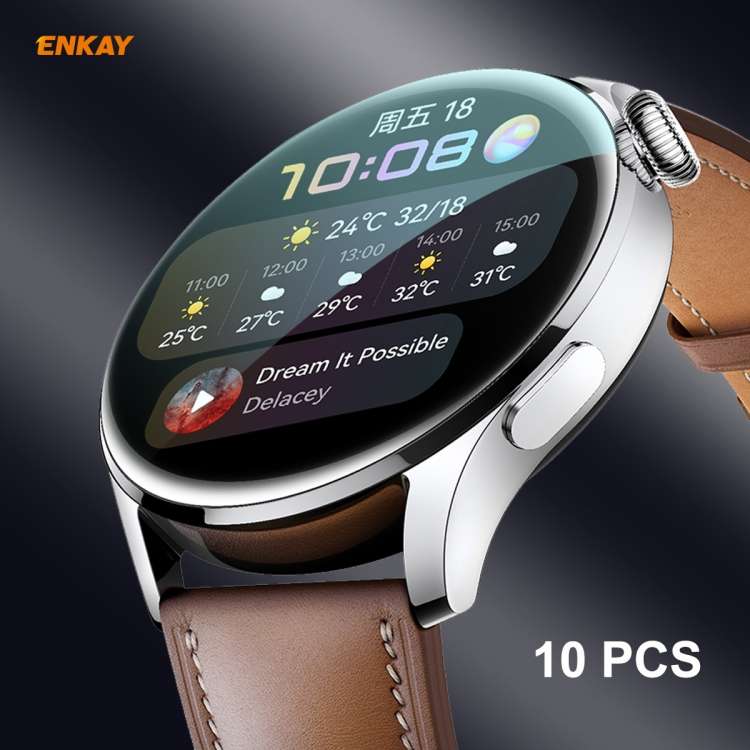 10 PCS For Huawei WATCH 3 46mm ENKAY Hat-Prince 3D Full Coverage Soft PC Edge + PMMA HD Screen Pro
