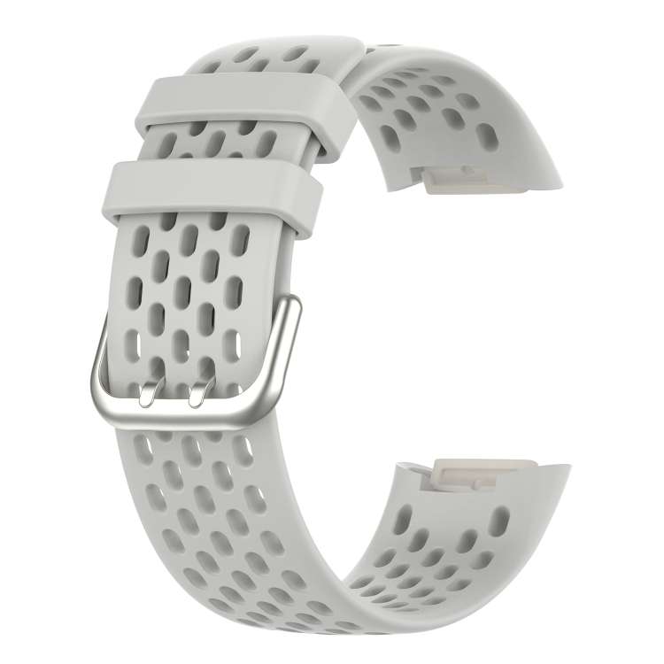 For Fitbit Charge 5 Monochromatic Breathable Silicone Watch Band(Moon White)