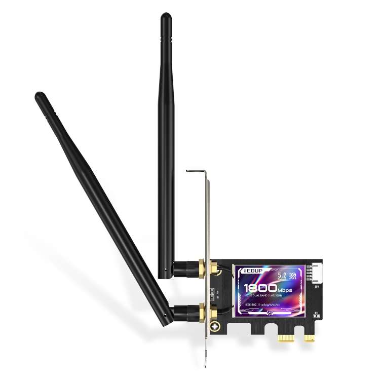 EDUP EP-9658 PCI-E WiFi 6 Card AX1800M Bluetooth 5.2 Adapter for Desktop PC, 2.4GHz/5.8GHz Dual Ba