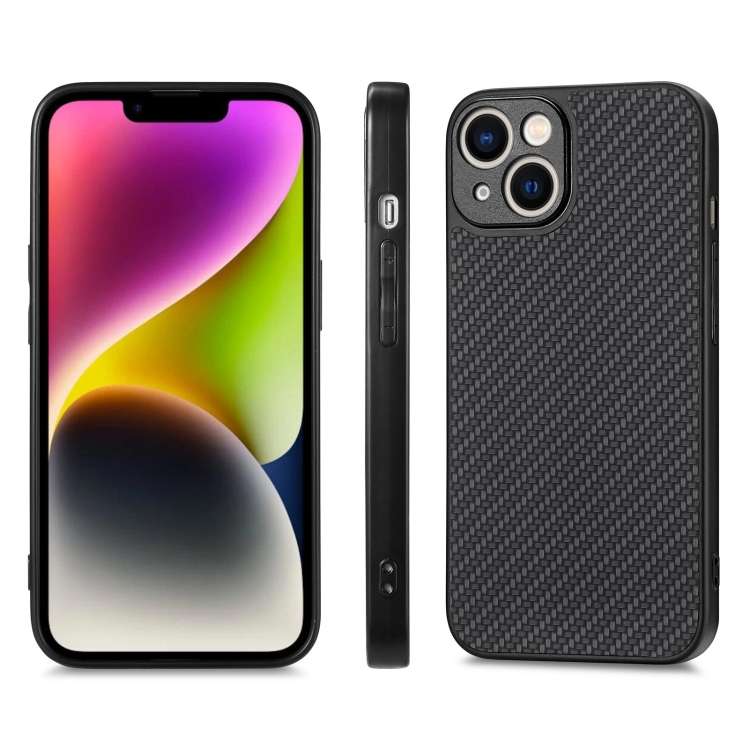 For iPhone XR Carbon Fiber Texture Leather Back Phone Case(Black)