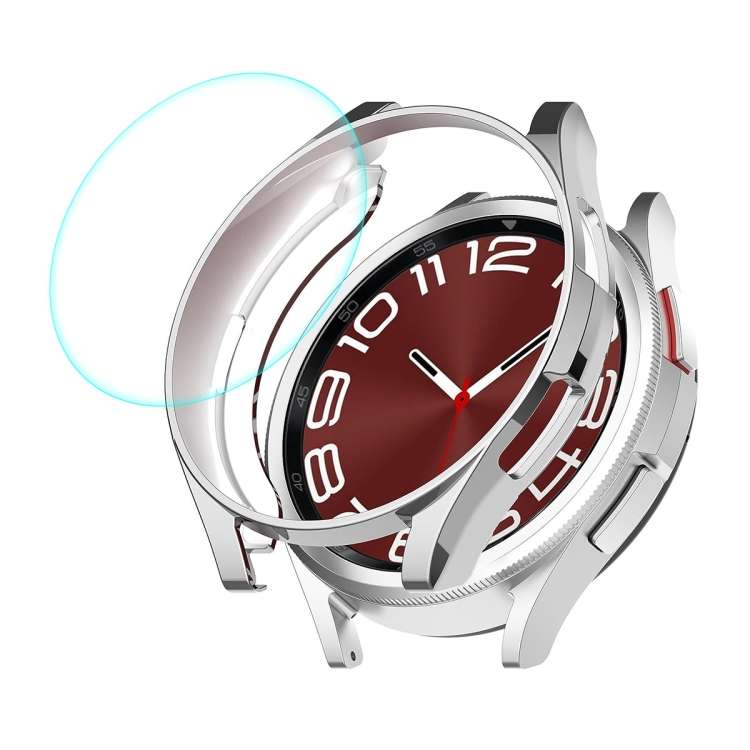 For Samsung Galaxy Watch6 Classic 47mm ENKAY Hat-Prince Electroplated Soft TPU Case + ... (Silver)