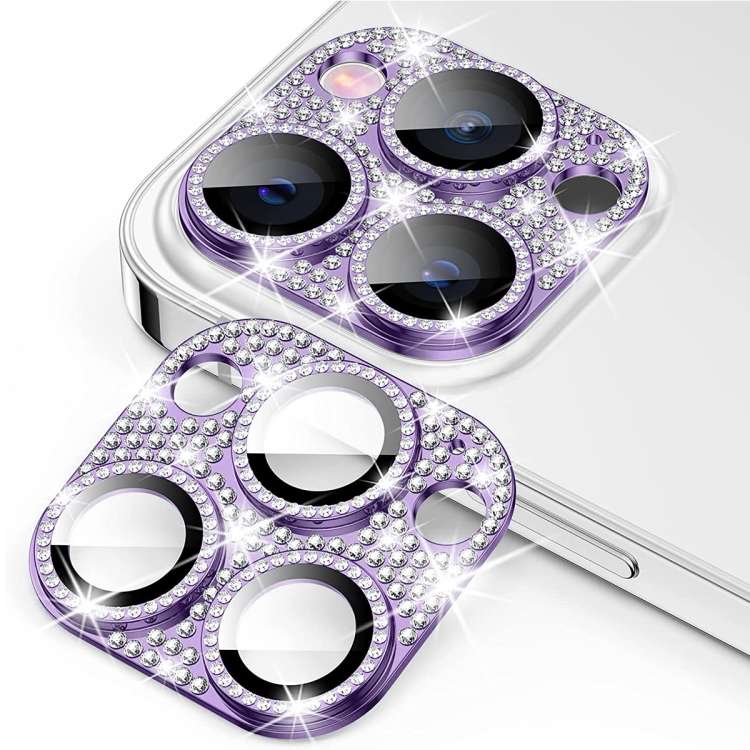 For iPhone 15 Pro / 15 Pro Max ENKAY Hat-Prince Blink Diamond Camera Lens Alumin ... (Dark Purple)