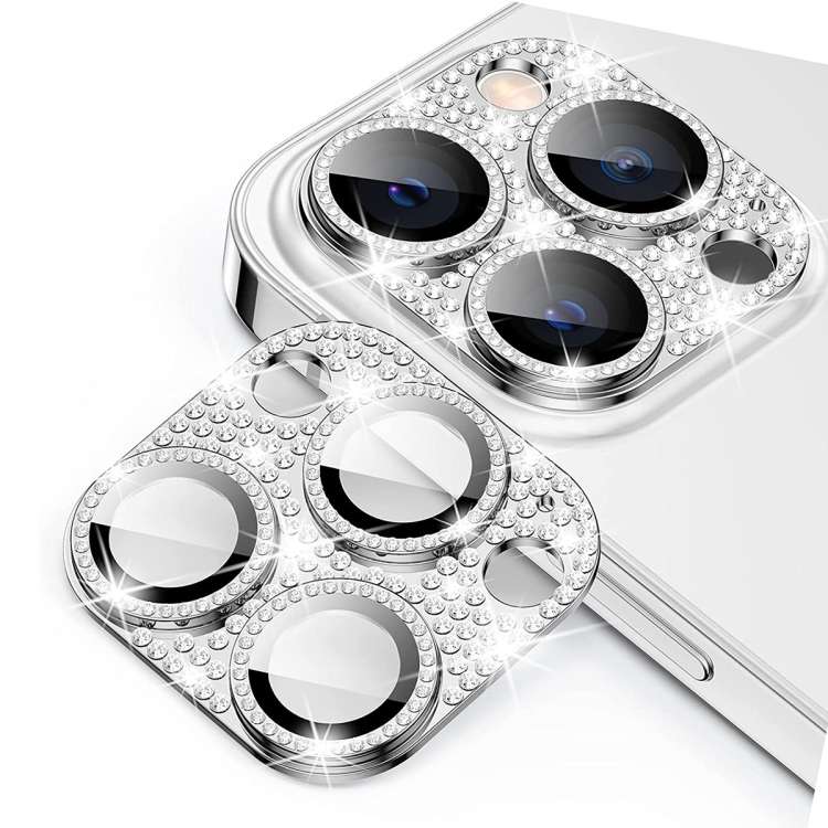 For iPhone 15 Pro / 15 Pro Max ENKAY Hat-Prince Blink Diamond Camera Lens Aluminium A ... (Silver)