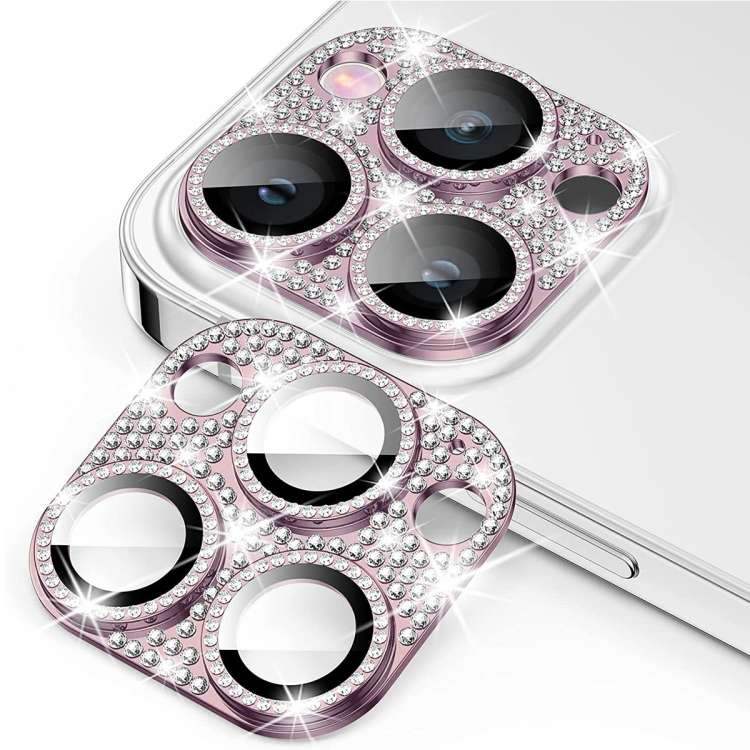 For iPhone 15 Pro / 15 Pro Max ENKAY Hat-Prince Blink Diamond Camera Lens Aluminium All ... (Pink)