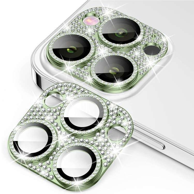 For iPhone 15 Pro / 15 Pro Max ENKAY Hat-Prince Blink Diamond Camera Lens Aluminium Al ... (Green)