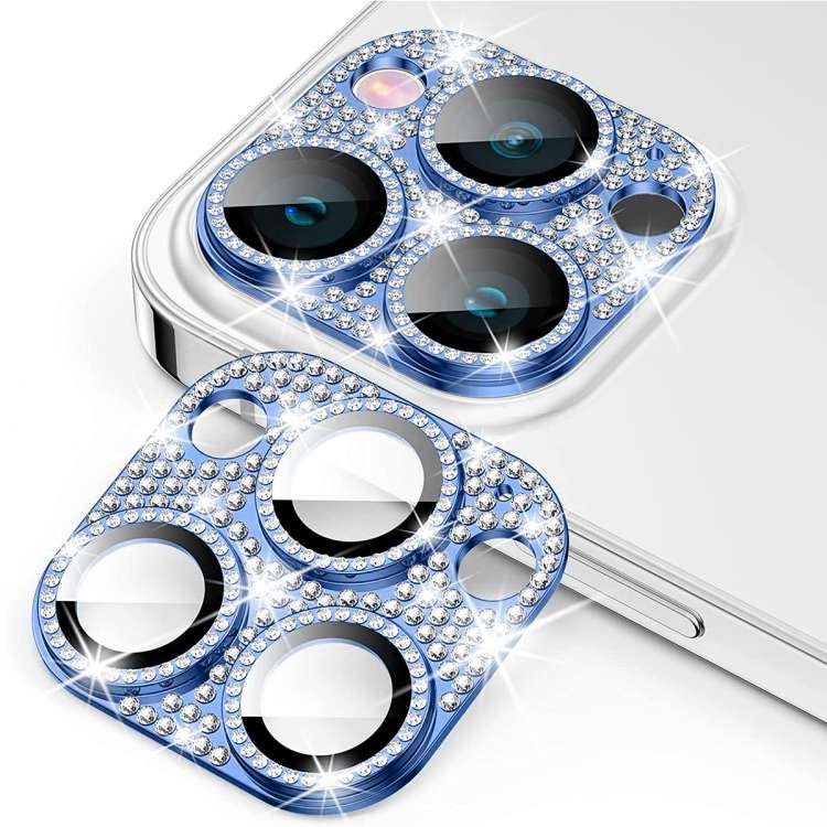 For iPhone 15 Pro / 15 Pro Max ENKAY Hat-Prince Blink Diamond Camera Lens Aluminiu ... (Dark Blue)