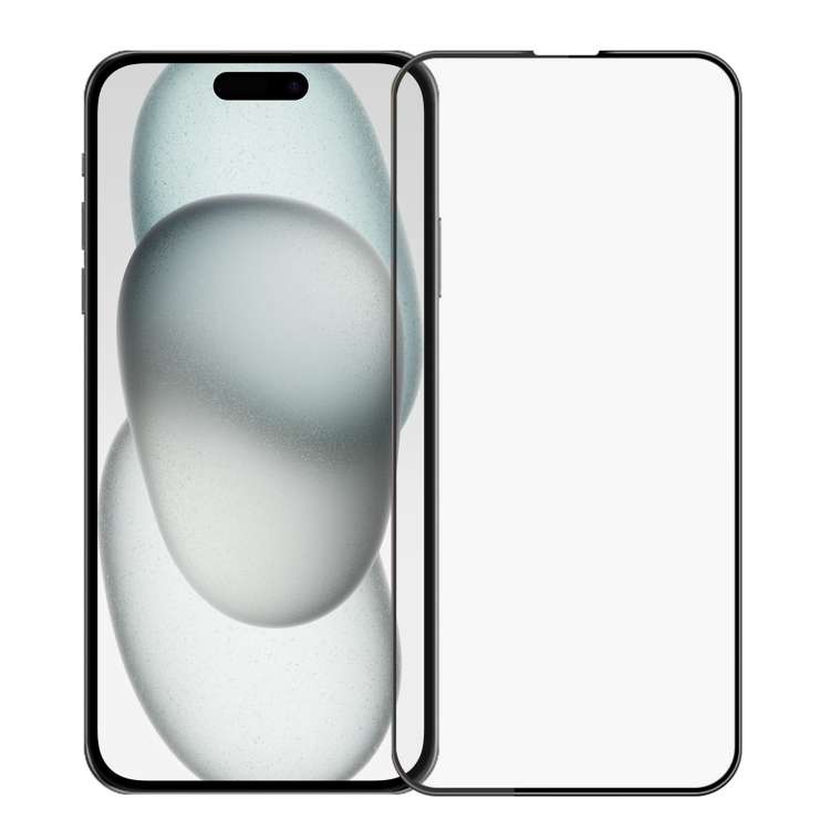 For iPhone 15 PINWUYO 9H 3D Curved Full Screen Explosion-proof Tempered Glass Film(Black)