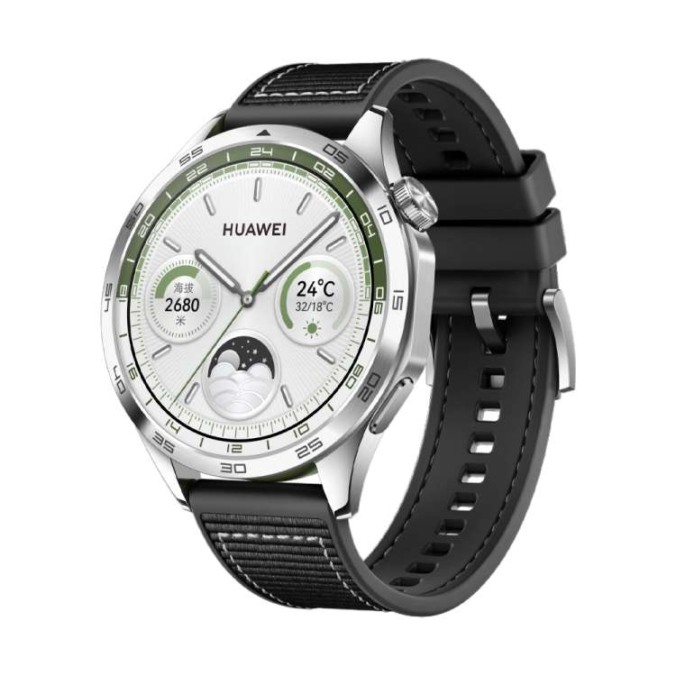 For Huawei Watch GT4 46mm Nylon Silicone Leather Watch Band(Black)